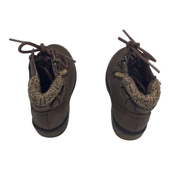 Wonder Nation Boots Toddler Girls Sz 8 Brown Lace Up W/ Side Zipper & Knit Cuff - Picture 11 of 12